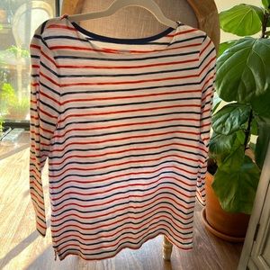 Coral & Navy Striped tee